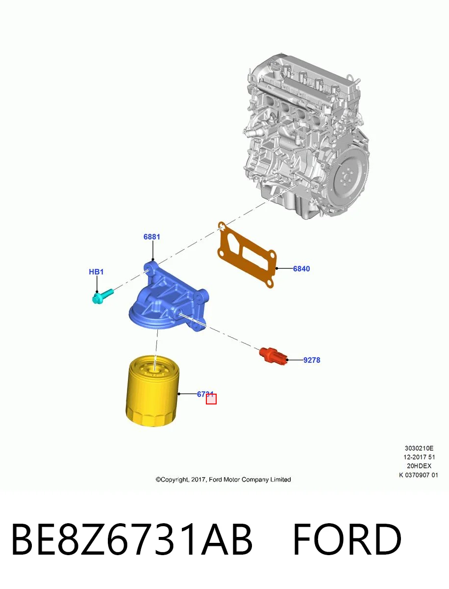 BE8Z6731AB Ford Filtro aceite
