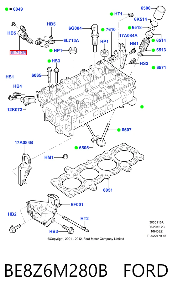 Válvula solenoide de control de posición del árbol de levas BE8Z6M280B FORD
