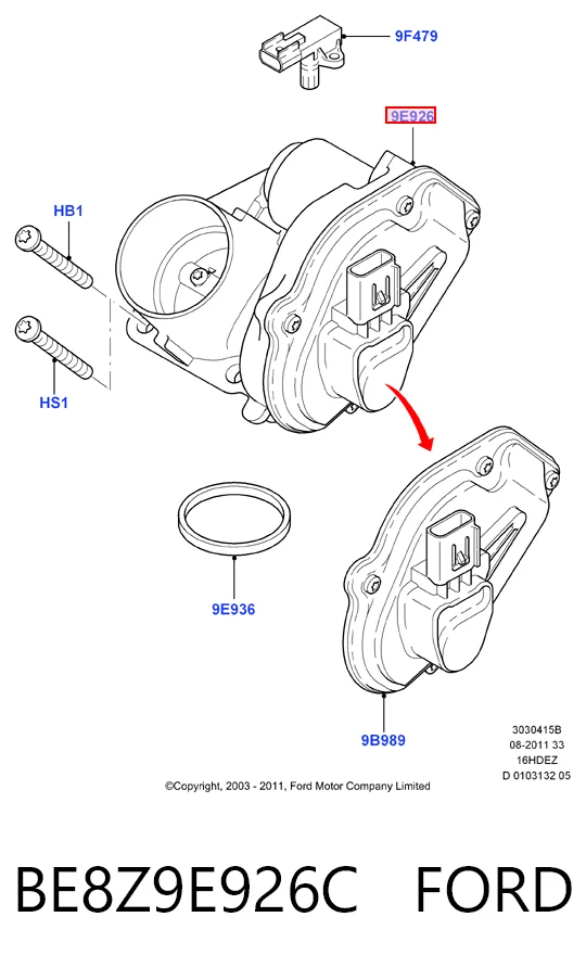 BE8Z9E926C Ford Mariposa de admisión
