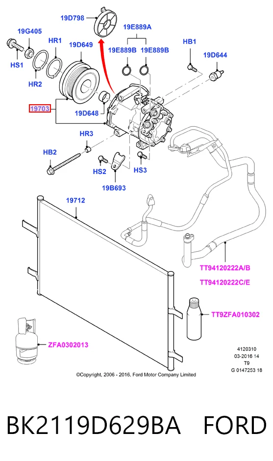 BK2119D629BA Ford Compresor climatizador