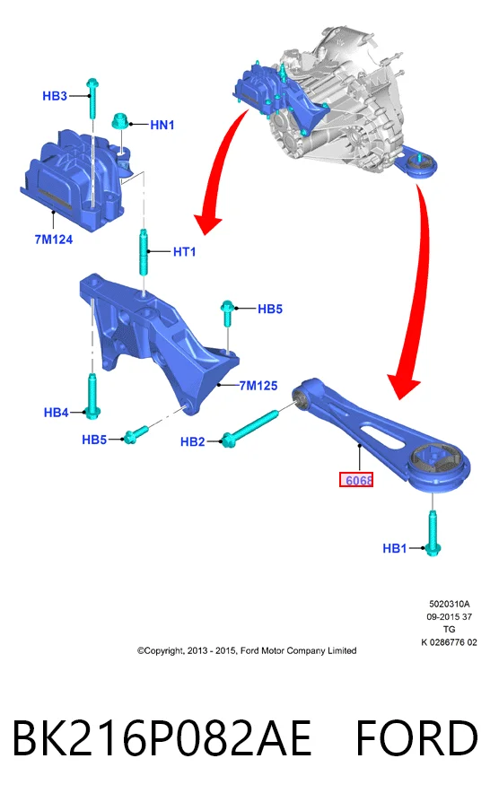 BK216P082AE Ford Taco de motor