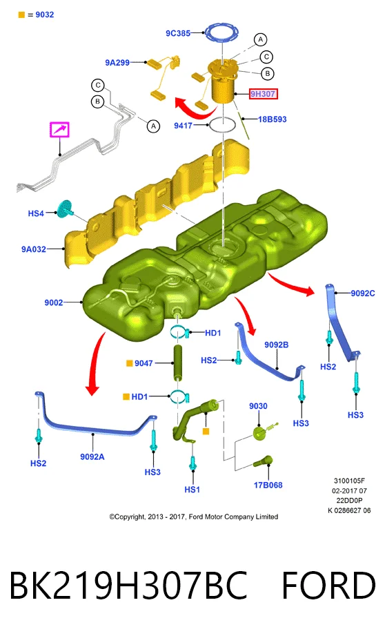 BK219H307BC Ford Módulo de alimentación de combustible