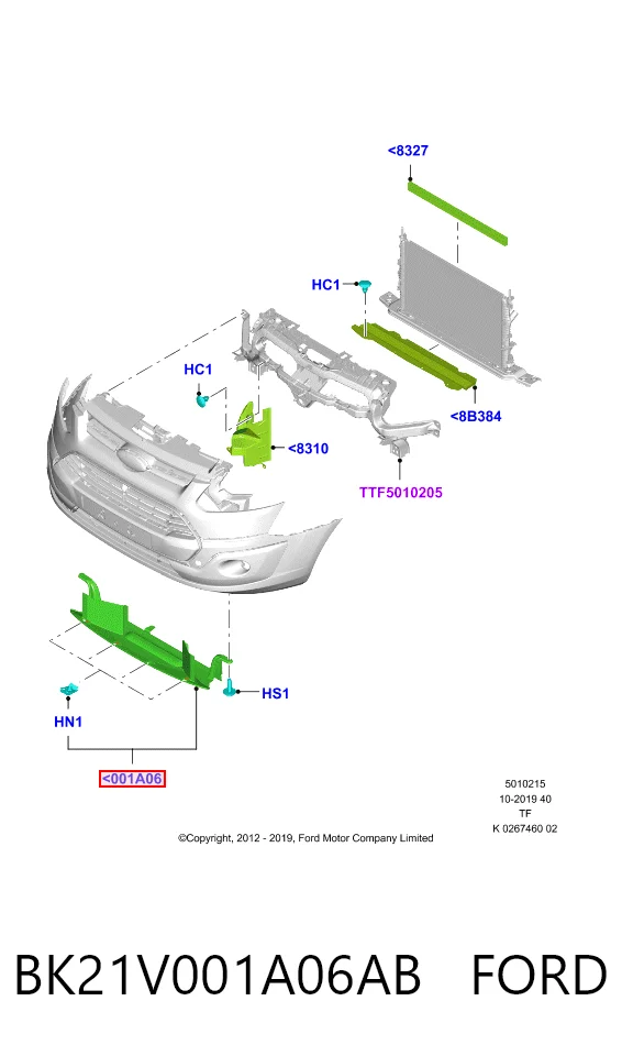 GK21V001A06AB Ford Deflector de parachoques delantero