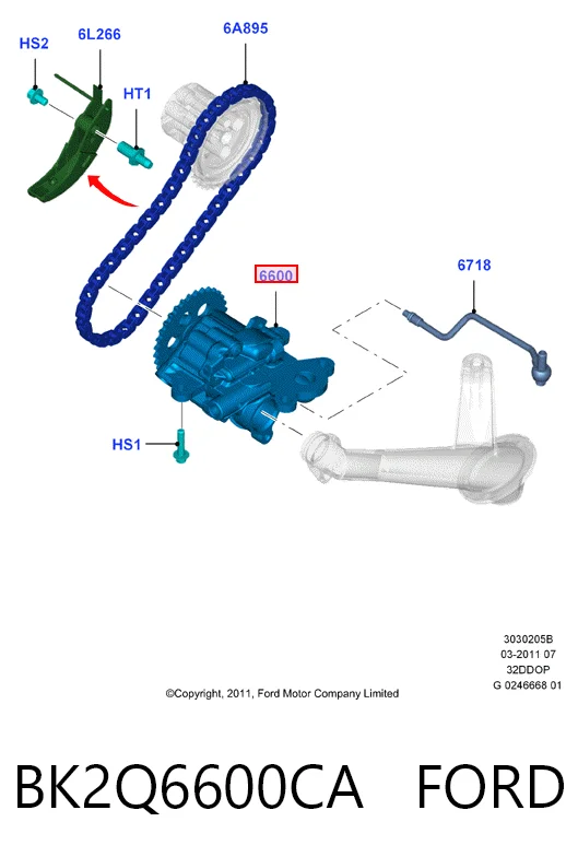 BK2Q6600CA Ford Bomba de aceite