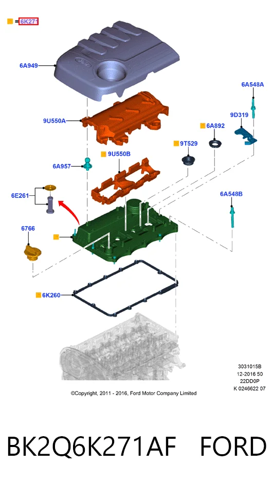 BK2Q6K271AF Ford Tapa de culata
