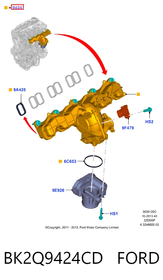 BK2Q9424CD Ford Colectores de admisión