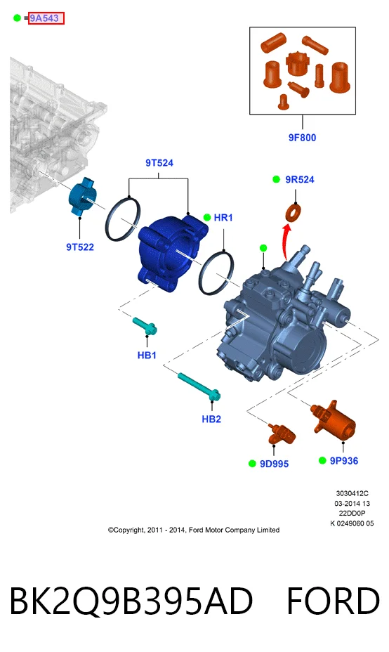 BK2Q9B395AD Ford Bomba de inyección