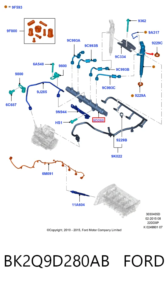 BK2Q9D280AB Ford Rampa de combustible
