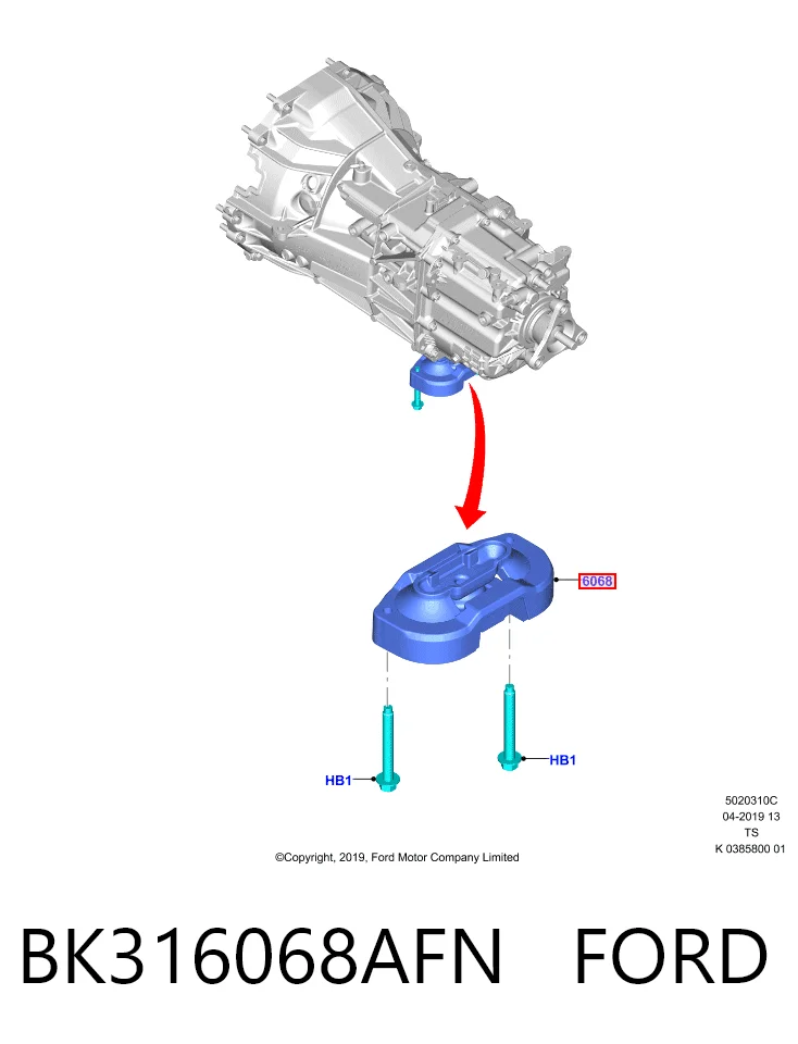 Soporte de transmisión (soporte de caja de cambios) BK316068AFN FORD