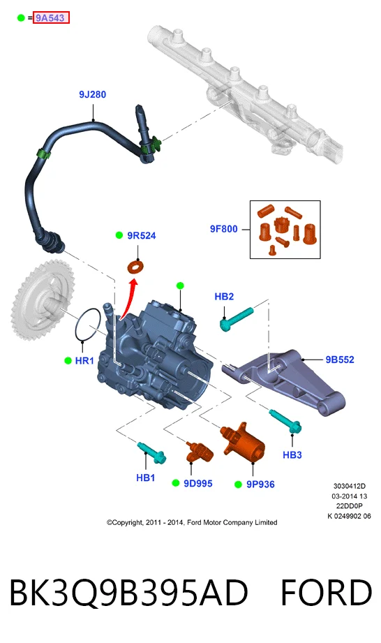BK3Q9B395AD Ford Bomba de inyección