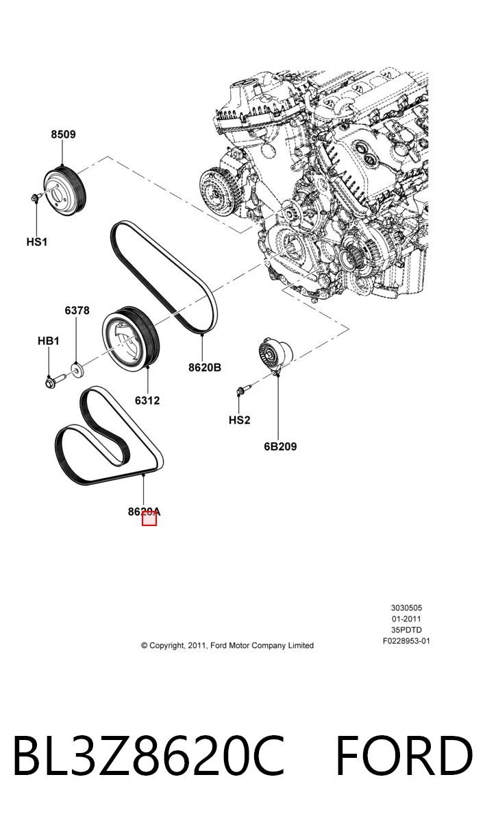 BL3Z8620C Ford Polea tensora