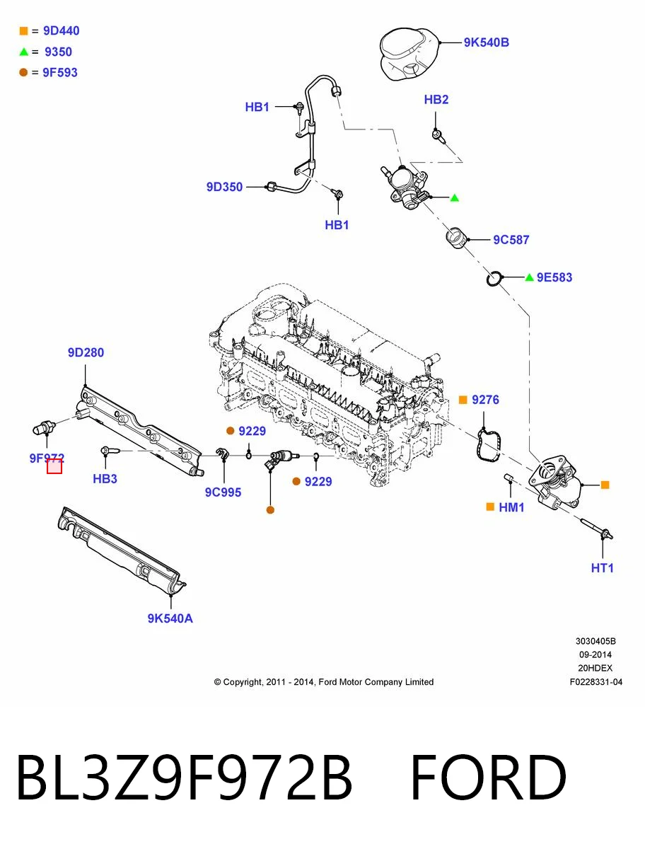 BL3Z9F972B Ford Sensor de presión de combustible
