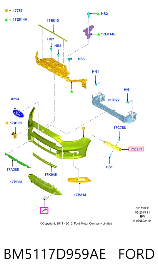 BM5117D959AE Ford Soporte de parachoques delantero izquierdo