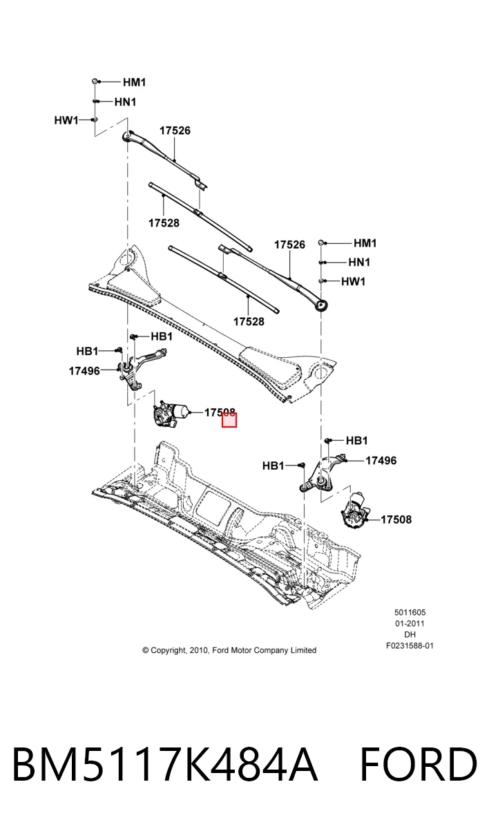 Motor limpiaparabrisas para Ford Focus III CB8