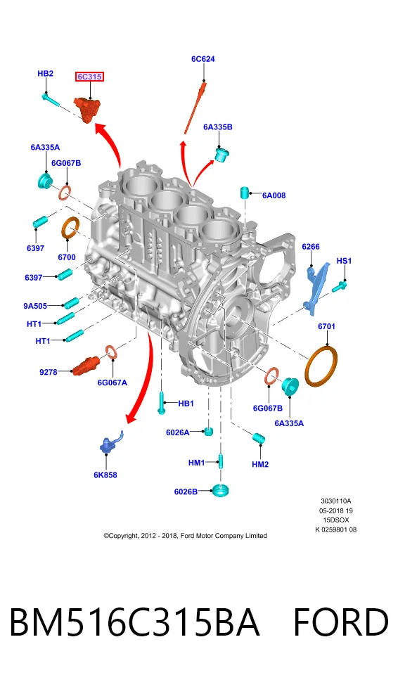 BM516C315BA Ford Sensor de posición del cigüeñal