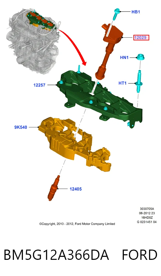 BM5G12A366DA Ford Bobina de ignición