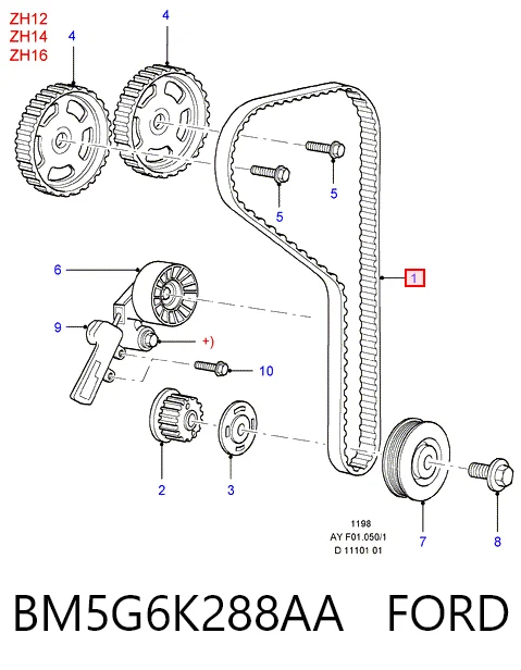 BM5G6K288AA Ford Correa dentada