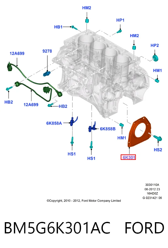 BM5G6K301AC Ford Anillo retén cigüeñal
