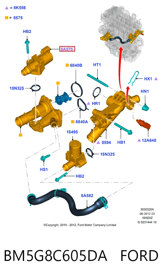 BM5G8C605DA Ford Valvula del calefactor