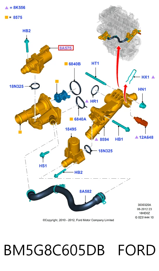BM5G8C605DB Ford Valvula del calefactor