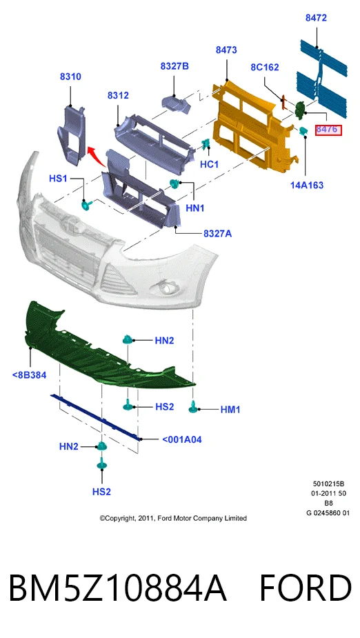BM5Z10884A Ford Motor del actuador de la persiana del radiador