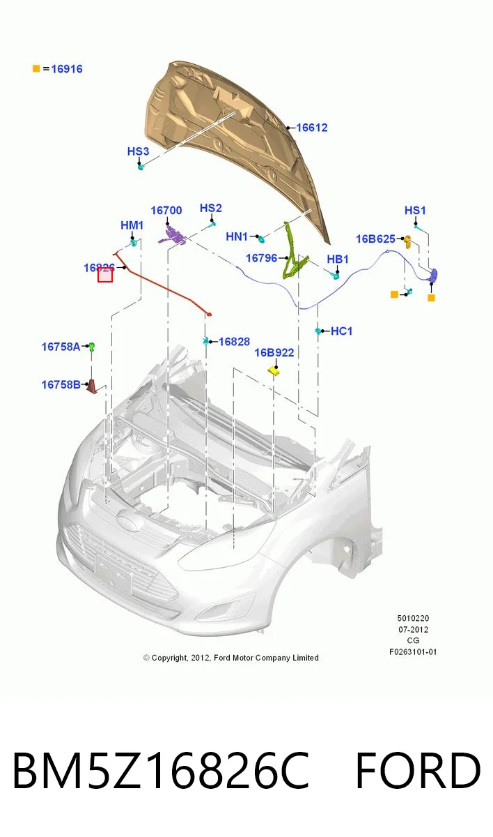 BM5Z16826C Ford Soporte de capó