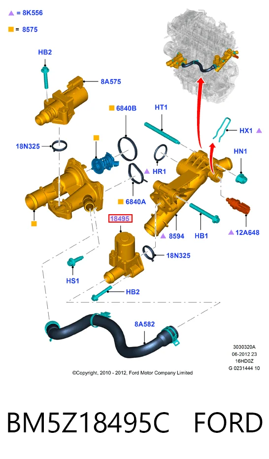 BM5Z18495C Ford Valvula del calefactor