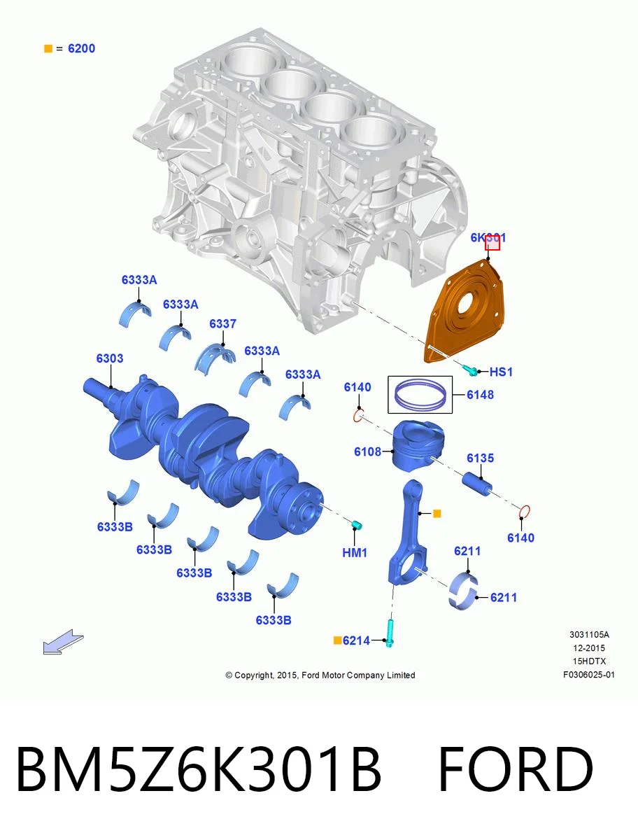 BM5Z6K301B Ford Anillo retén cigüeñal