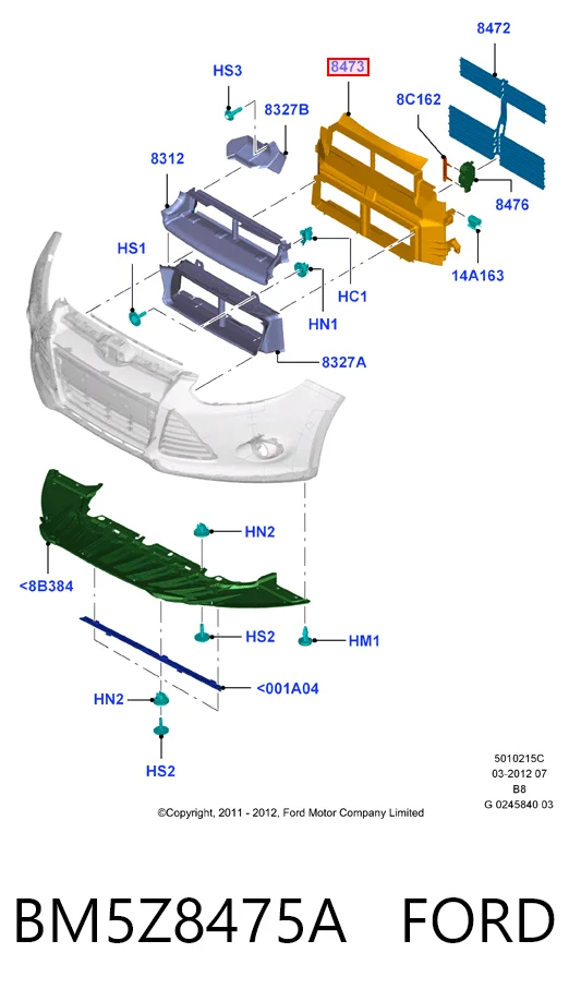 Persiana del radiador BM5Z8475A FORD