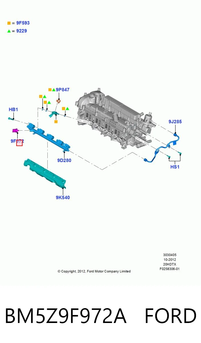 BM5Z9F972A Ford Sensor de presión de combustible