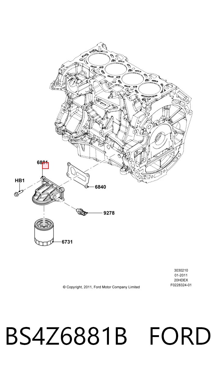 BS4Z6881B Ford Soporte del filtro de aceite