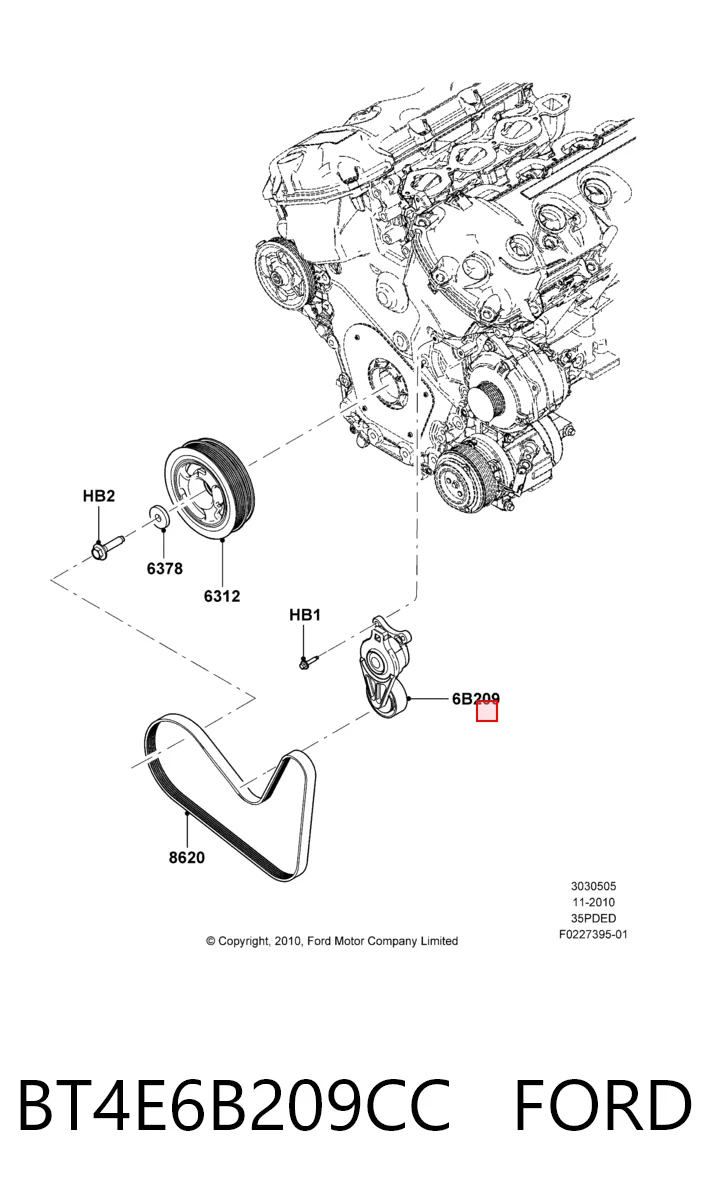 BT4E6B209CC Ford Tensor de correa de alternador
