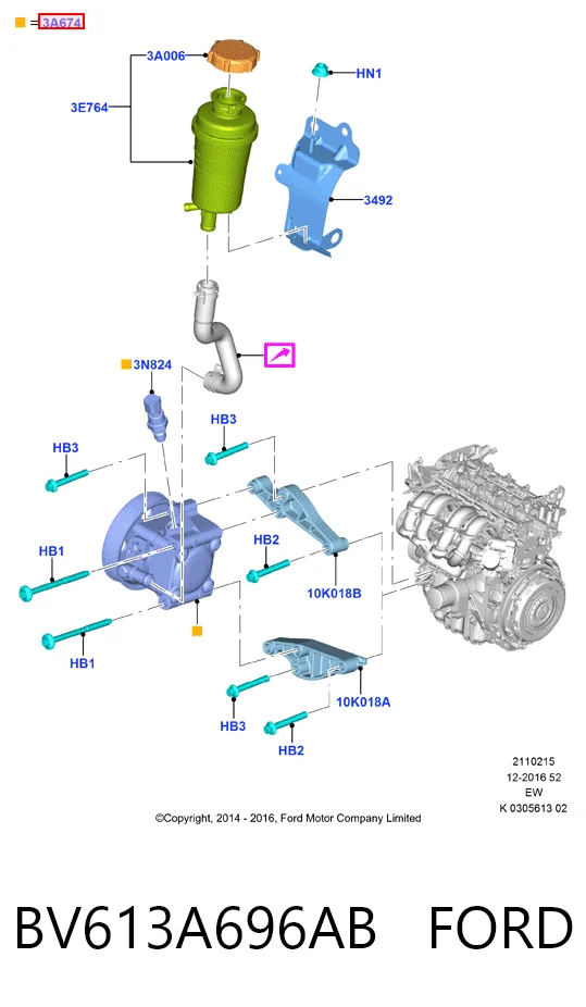 BV613A696AB Ford Bomba hidráulica de dirección