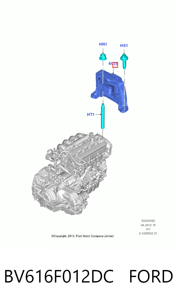 BV616F012DC Ford Soporte de motor derecho