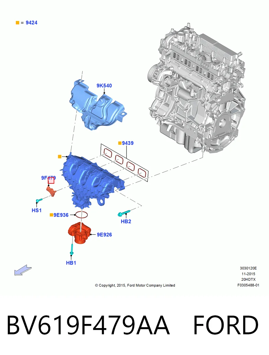 BV619F479AA Ford Sensor, presión colector de admisión 