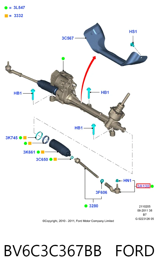 BV6C3C367BB Ford Rótula de dirección