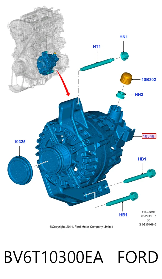 BV6T10300EA Ford Alternador de coche
