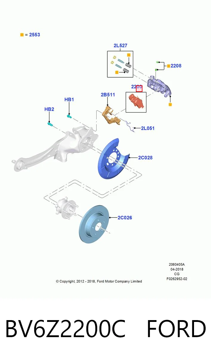 BV6Z2200C Ford Pastillas freno traseras