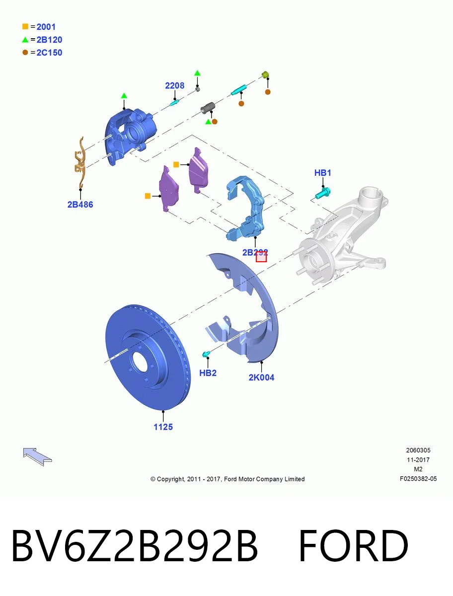 BV6Z2B292B Ford Soporte, pinza de freno delantera