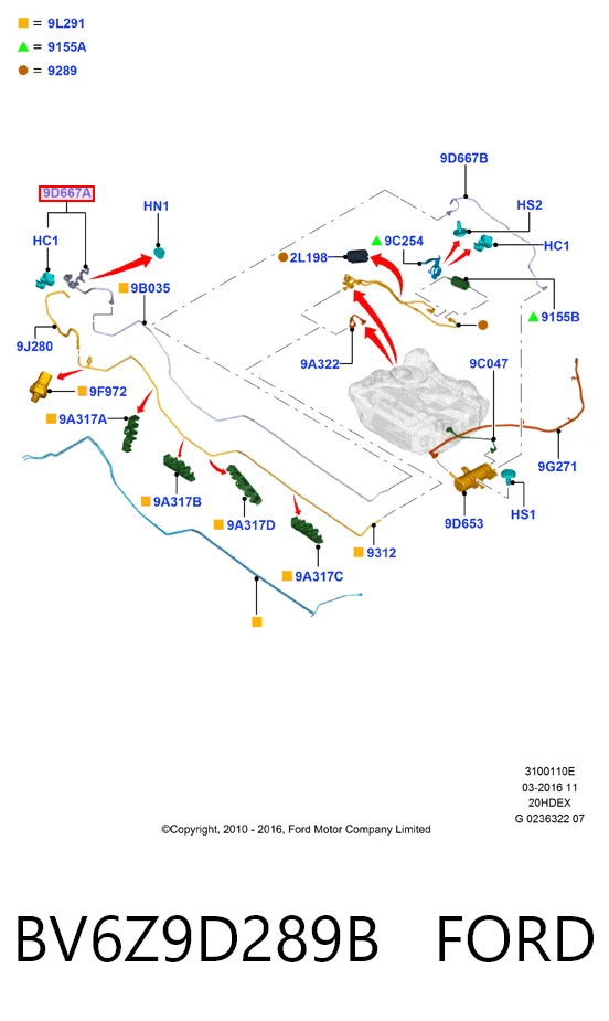 BV6Z9D289B Ford Válvula de purga de vapores de combustible