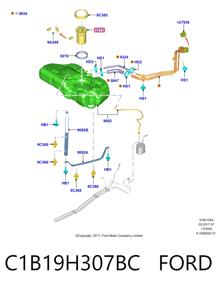 C1B19H307BC Ford Módulo de alimentación de combustible
