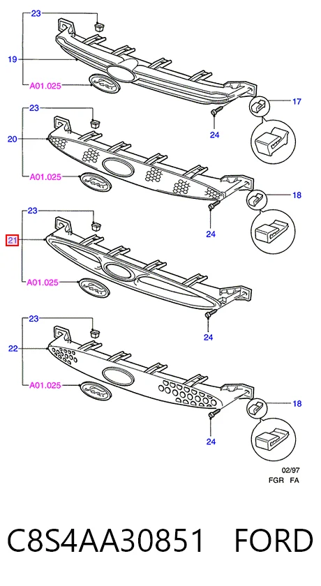 Comprar Parrilla Ford Escort VII GAL, ANL