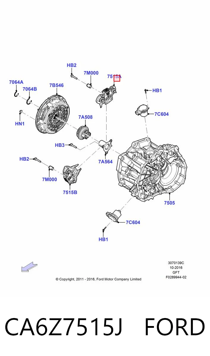 CA6Z7515J Ford Horquilla de embrague