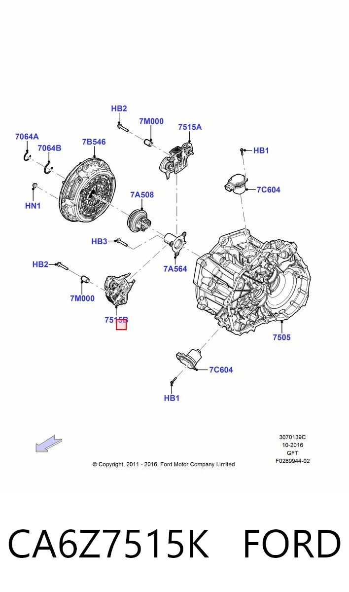 CA6Z7515K Ford Horquilla de embrague