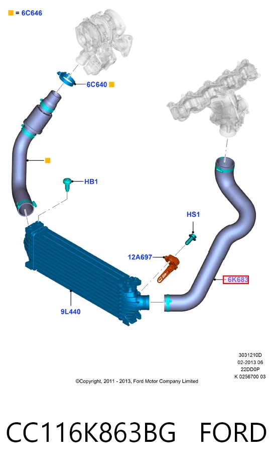 CC116K863BG Ford Manguera del intercooler