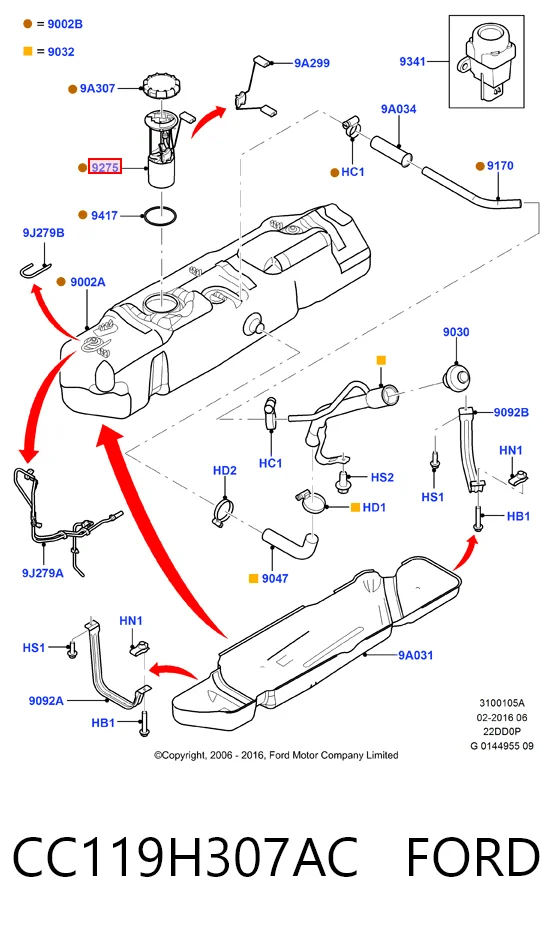 CC119H307AC Ford Módulo de alimentación de combustible