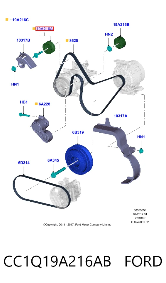 Polea tensora intermedio de correa dentada para Ford Transit VI V347/8