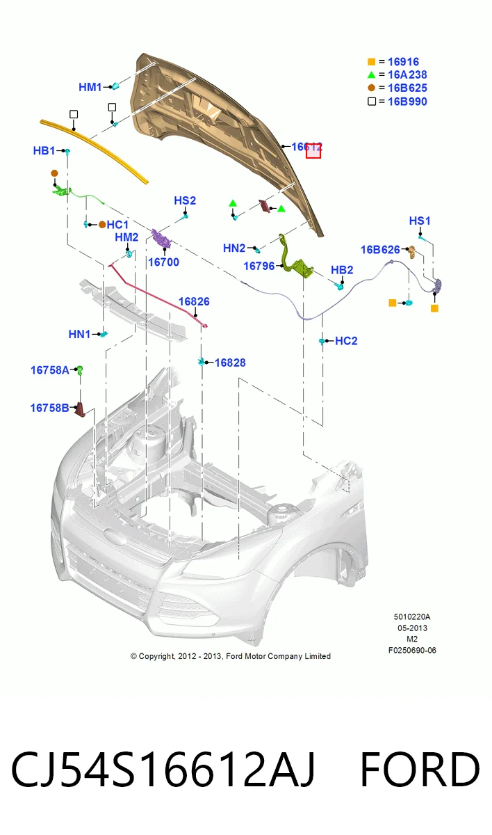 Capó delantero para Ford Kuga II CBS