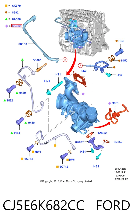 CJ5E6K682CC Ford Turbo para motor