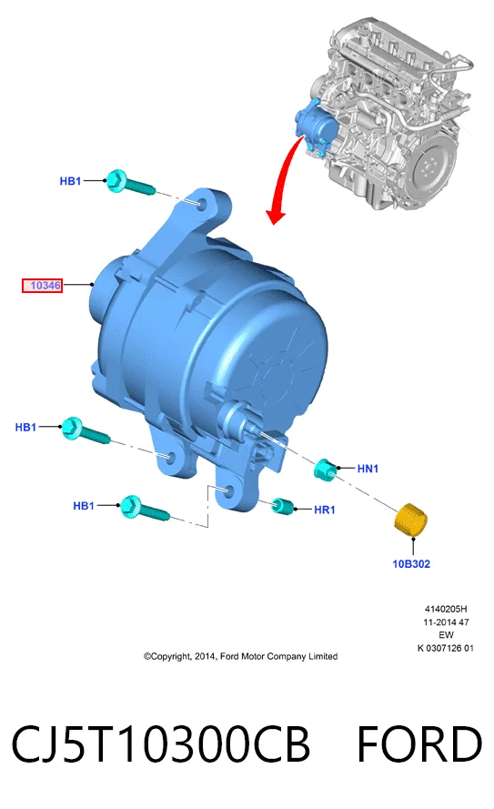 CJ5T10300CB Ford Alternador de coche